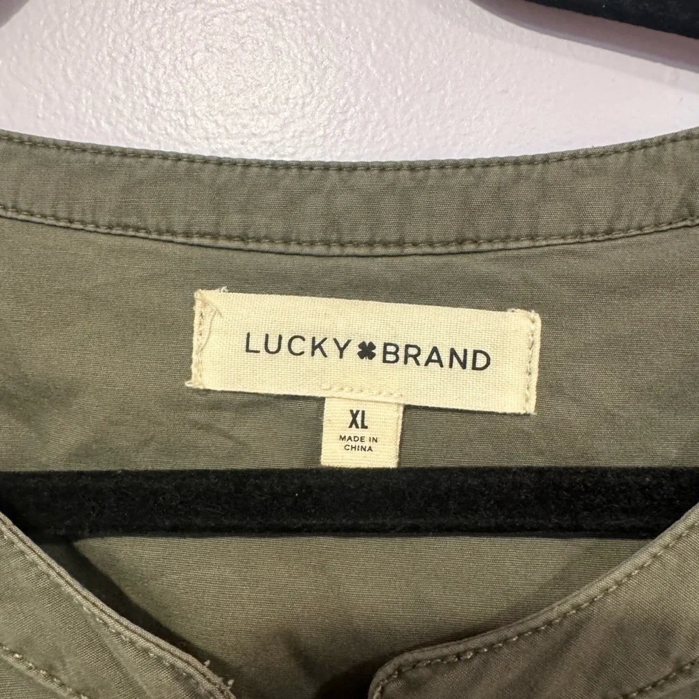 Green khaki Lucky Brand snap front dress - Picture 3 of 4